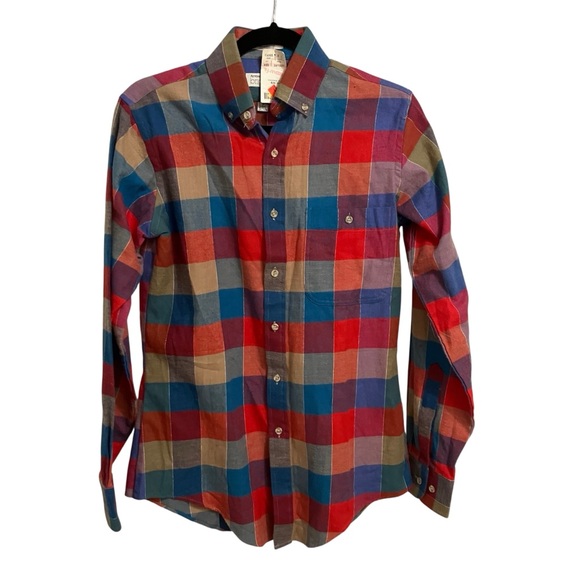 Vintage 80s Arrow Brigade Multicolor Plaid Button Down Shirt-Deadstock NWT Small - Picture 2 of 9